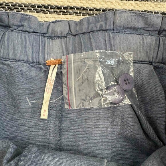 Free People Women's Coney Beach Shorts Bohemian Linen Blend Blue Mirage Size Med - Picture 8 of 13